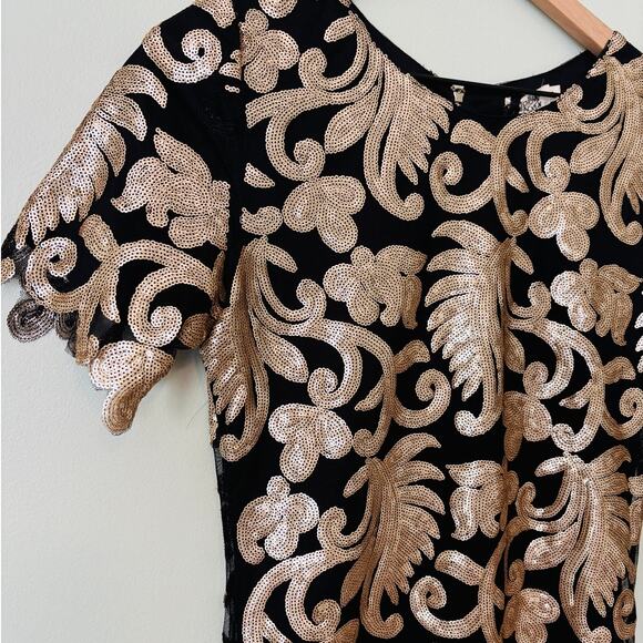 Molly Bracken New Gold Sequin Mini Cocktail Dress, Small - Picture 3 of 9